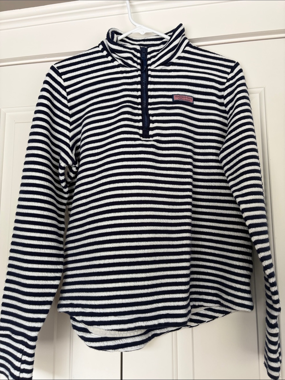 Vineyard Vines Navy & White Striped Shep Quarter-Zip Pullover
